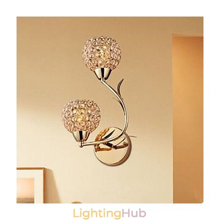 Contracted And Contemporary Golden Double Headed K9 Crystal Wall Lamp Contracted And Contemporary Golden Double Headed K9 Crystal Wall Lamp