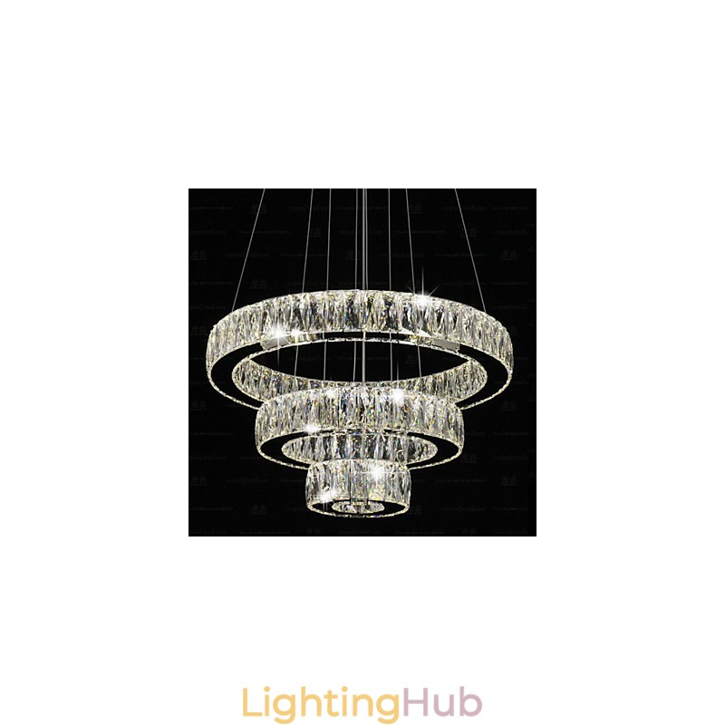 Crystal Pendant Light Modern Lighting Three Rings D406080 K9 Large Crystal Ceiling Light Fixtures