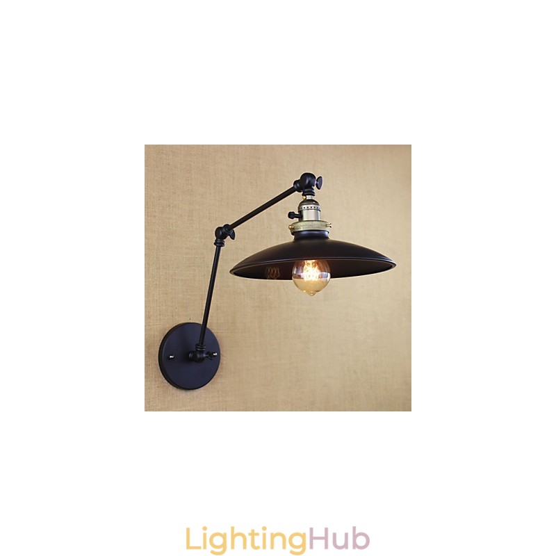 American Minimalist Industrial Iron Long Arm Wall Lamp With Switch