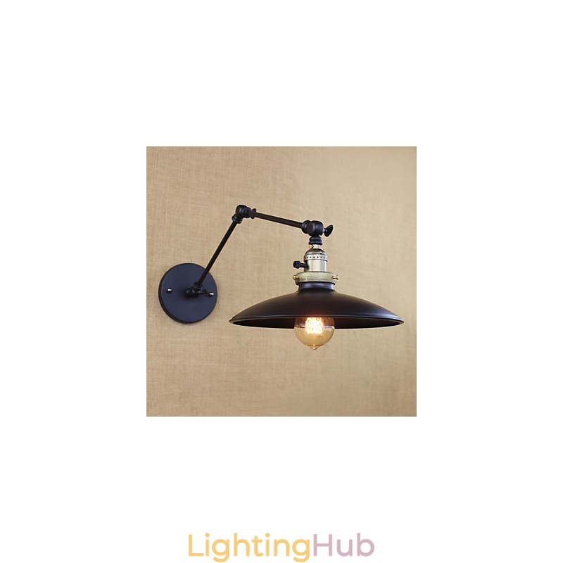 American Minimalist Industrial Iron Long Arm Wall Lamp With Switch