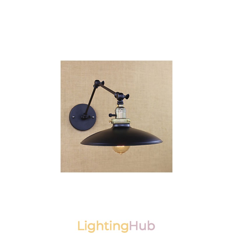 American Minimalist Industrial Iron Long Arm Wall Lamp With Switch