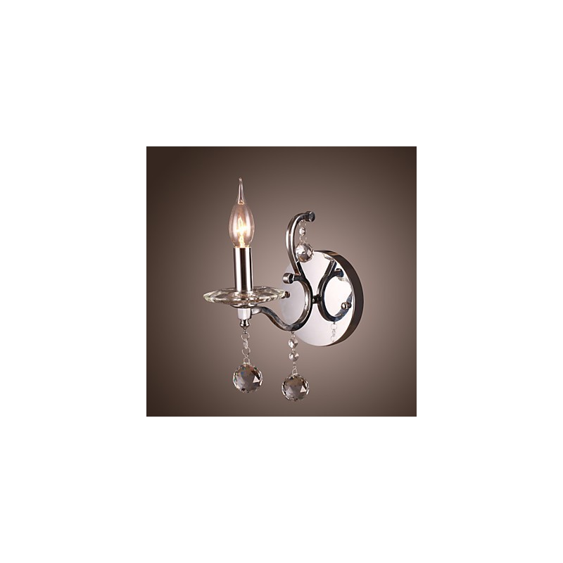 Silvery Crystal Wall Light with 1 Lights
