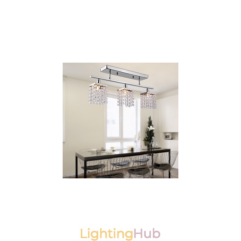 Linear Chandelier Island Light Crysal 3 Lights