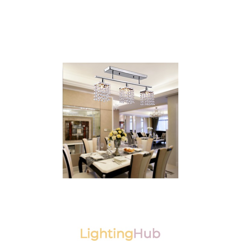 Linear Chandelier Island Light Crysal 3 Lights