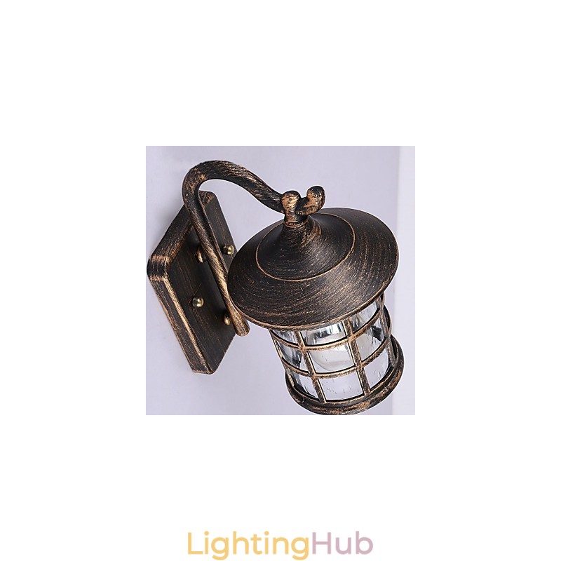Antique Rustic Iron Waterproof Outdoor Wall Lamp Vintage Lantern Light Rusty Matte black Corridor Hallway Wall Sconce