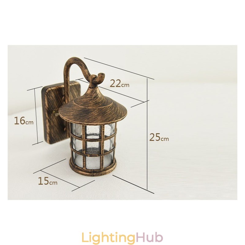 Antique Rustic Iron Waterproof Outdoor Wall Lamp Vintage Lantern Light Rusty Matte black Corridor Hallway Wall Sconce