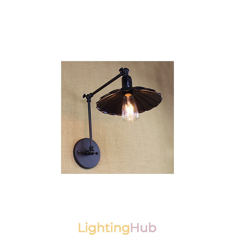 Bedroom Bedside Lamp Hotel Engineering Restaurant Retro Matte Black Belt Long Arm Double Switch Wall