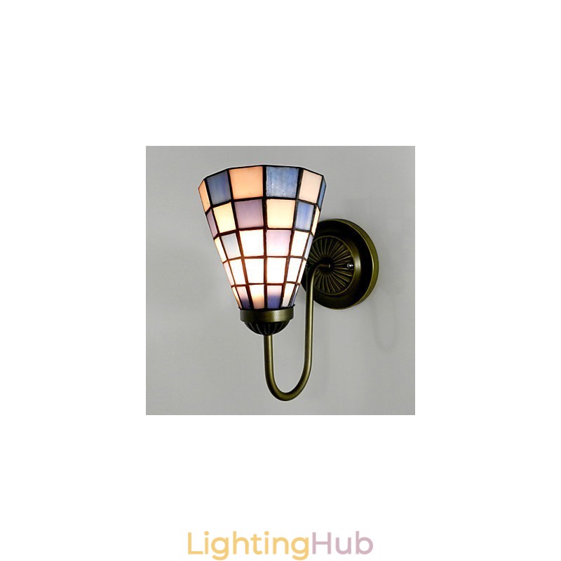 15CM Contemporary And Contracted Stained Glass Lamp Wall Lamp Inn Blue And White Squares Lights