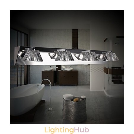 Modern Wall Light with Glass Shade 4 Lights Mirror Front Modern Wall Light with Glass Shade 4 Lights Mirror Front