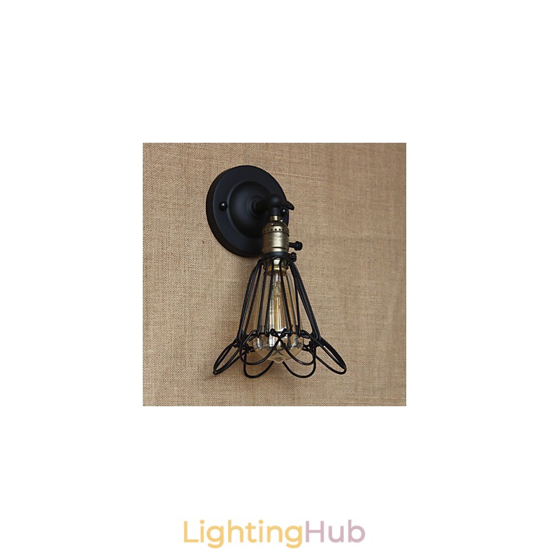 American Industrial Style Decorative Wall Sconce Iron Mesh Fence