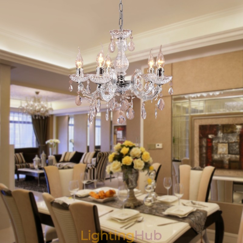 Upligh Chrome Ceiling Lamp Candle light Acrylic Fixture Chandelier Pendant