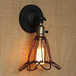American Industrial Style Fence Iron Net Red Bronze Decorative Wall Sconce