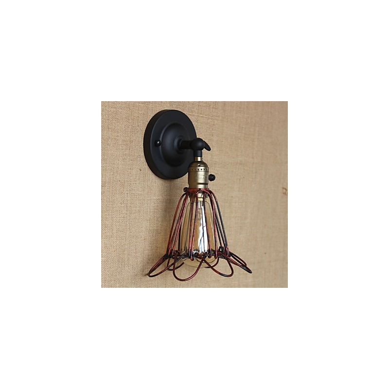 American Industrial Style Fence Iron Net Red Bronze Decorative Wall Sconce
