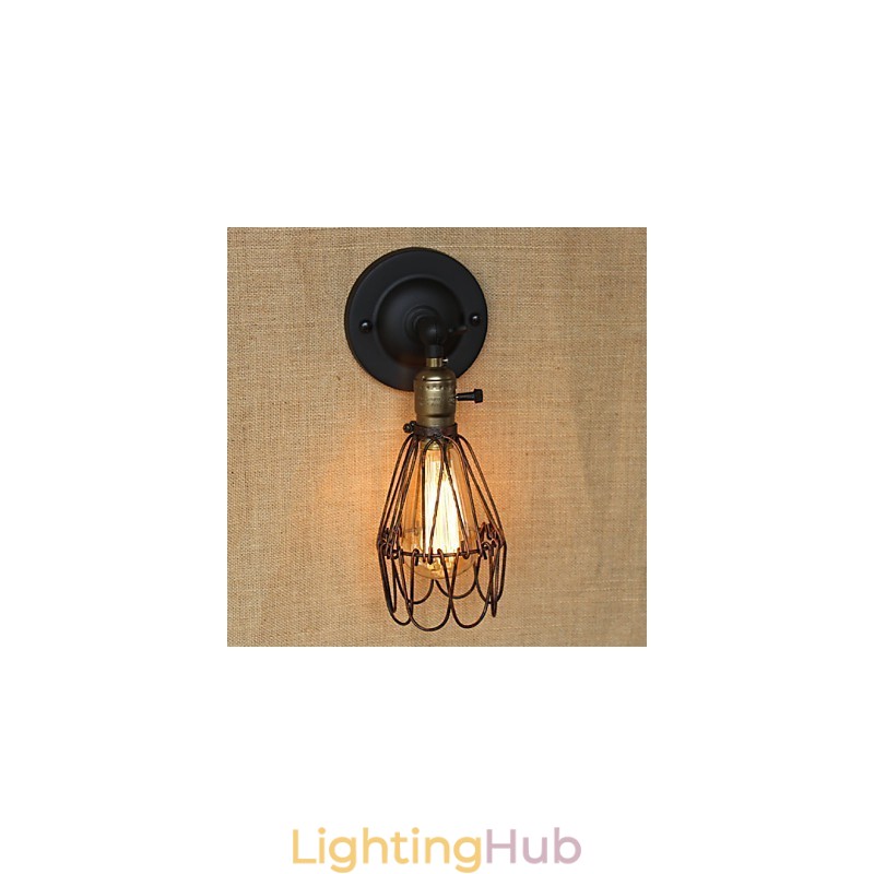 American Industrial Style Fence Rusty Iron Mesh Decorative Wall Sconce