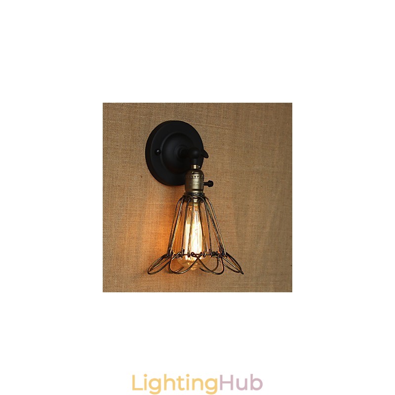 American Industrial Style Fence Iron Mesh Bronze Decorative Wall Sconce