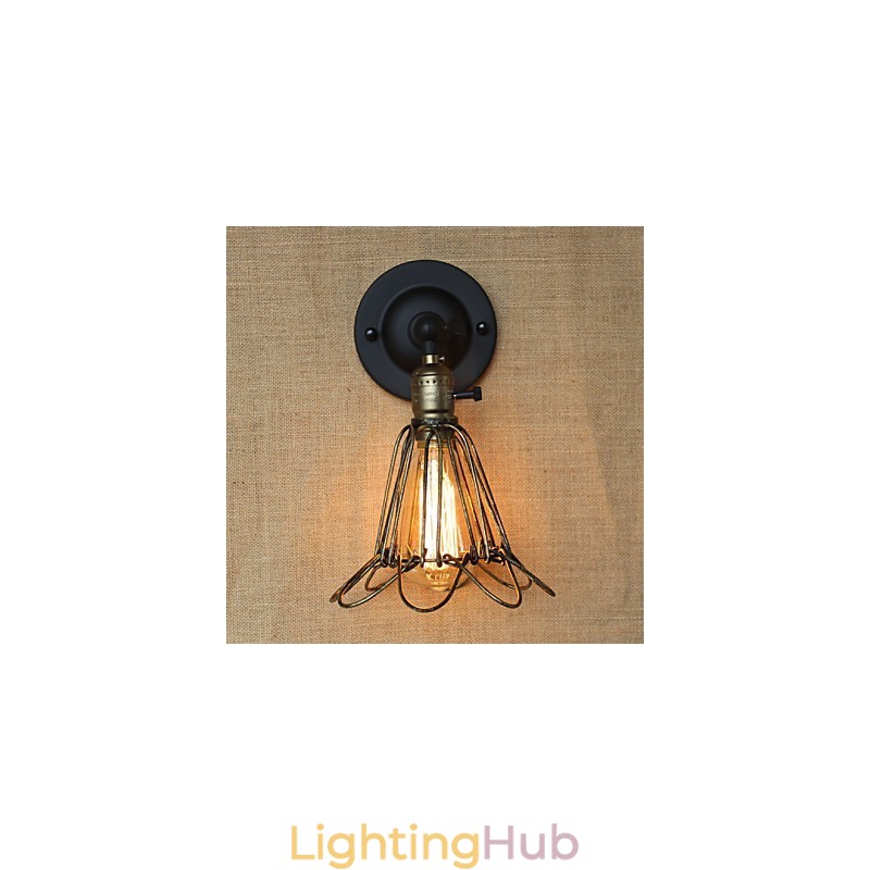 American Industrial Style Fence Iron Mesh Bronze Decorative Wall Sconce