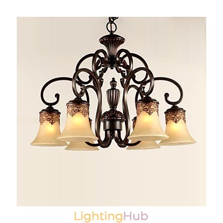 Chandelier Pendant Light 6 Lights Lampshade Down Vintage Country Metal+Glass Chandelier Pendant Light 6 Lights Lampshade Down Vintage Country Metal+Glass