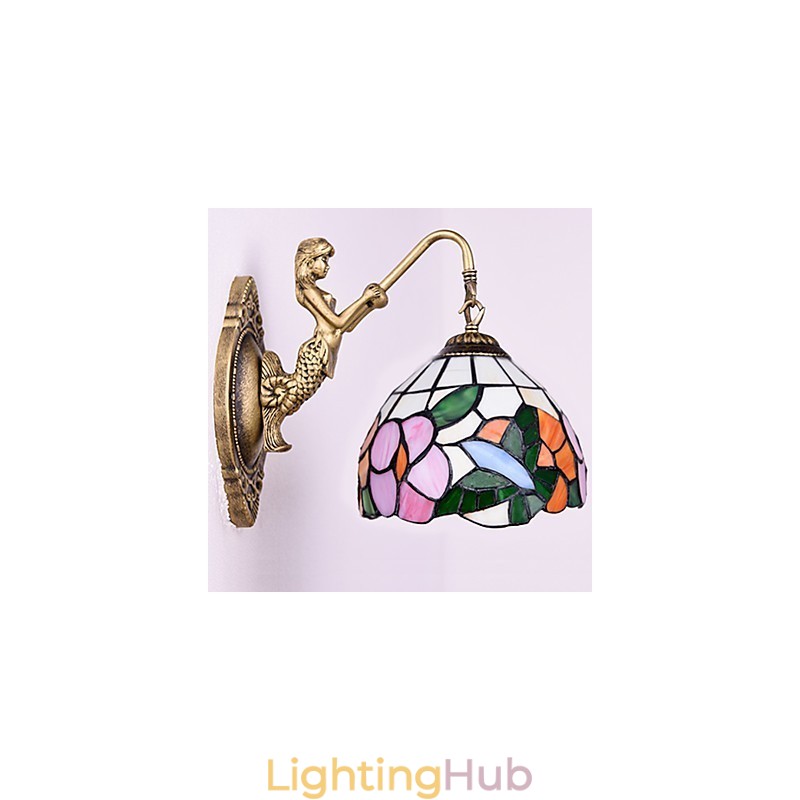 European Contracted Rural Creative Wrought Iron Wall Lamp Glass Lights