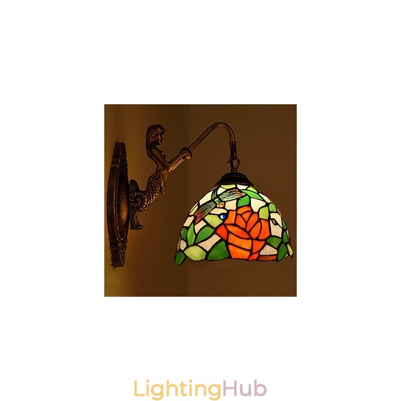 European Contracted Rural Creative Wrought Iron Wall Lamp Glass Lights
