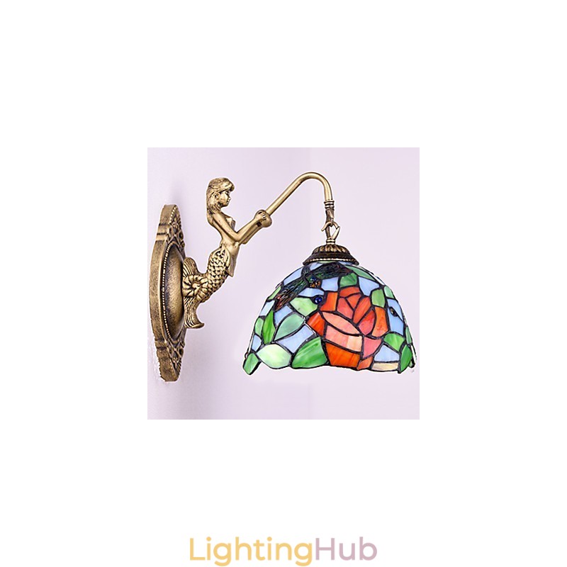 European Contracted Rural Creative Wrought Iron Wall Lamp Glass Lights