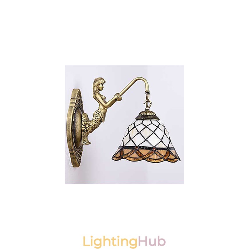 European Contracted Rural Creative Wrought Iron Wall Lamp Glass Lights