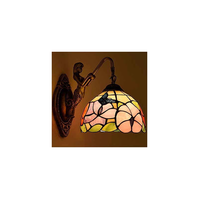 European Contracted Rural Creative Wrought Iron Wall Lamp Glass Lights