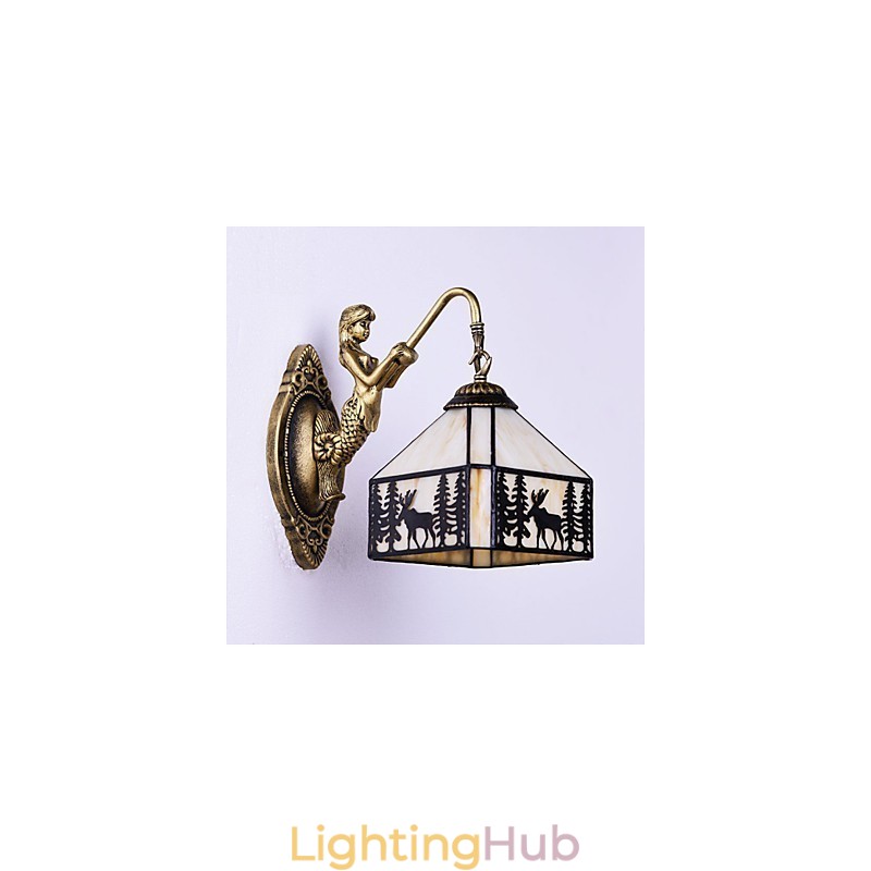 Christmas Deer European Contracted Rural Creative Wrought Iron Wall Lamp Glass Lights
