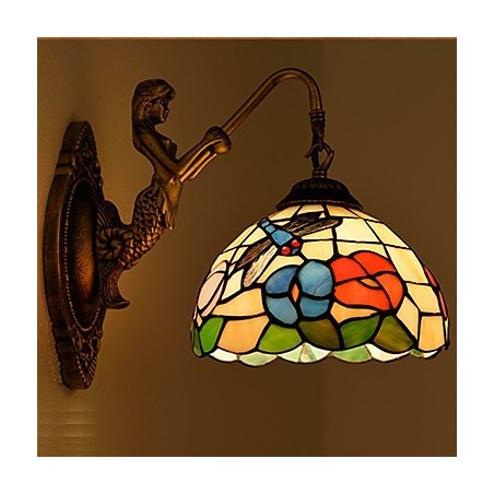 European Contracted Rural Creative Wrought Iron Wall Lamp Glass Lights