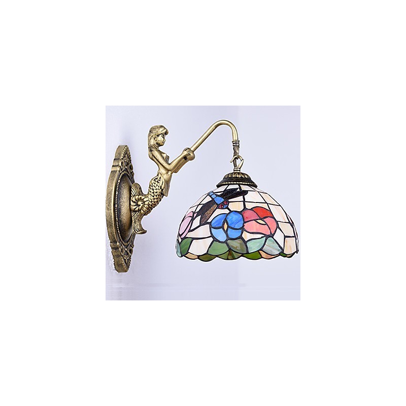 European Contracted Rural Creative Wrought Iron Wall Lamp Glass Lights