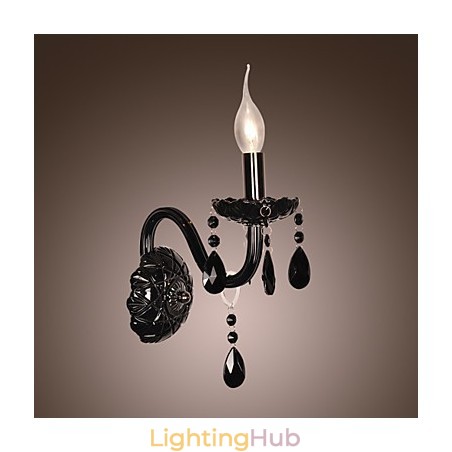 Black Crystal Wall Light with Candle Bulb Black Crystal Wall Light with Candle Bulb
