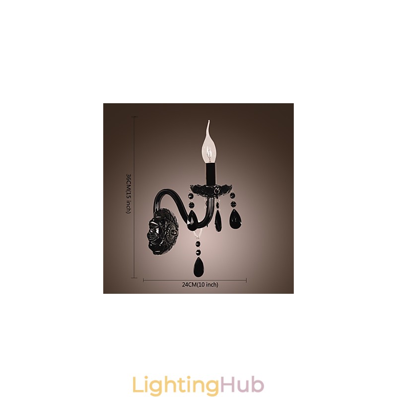 Black Crystal Wall Light with Candle Bulb