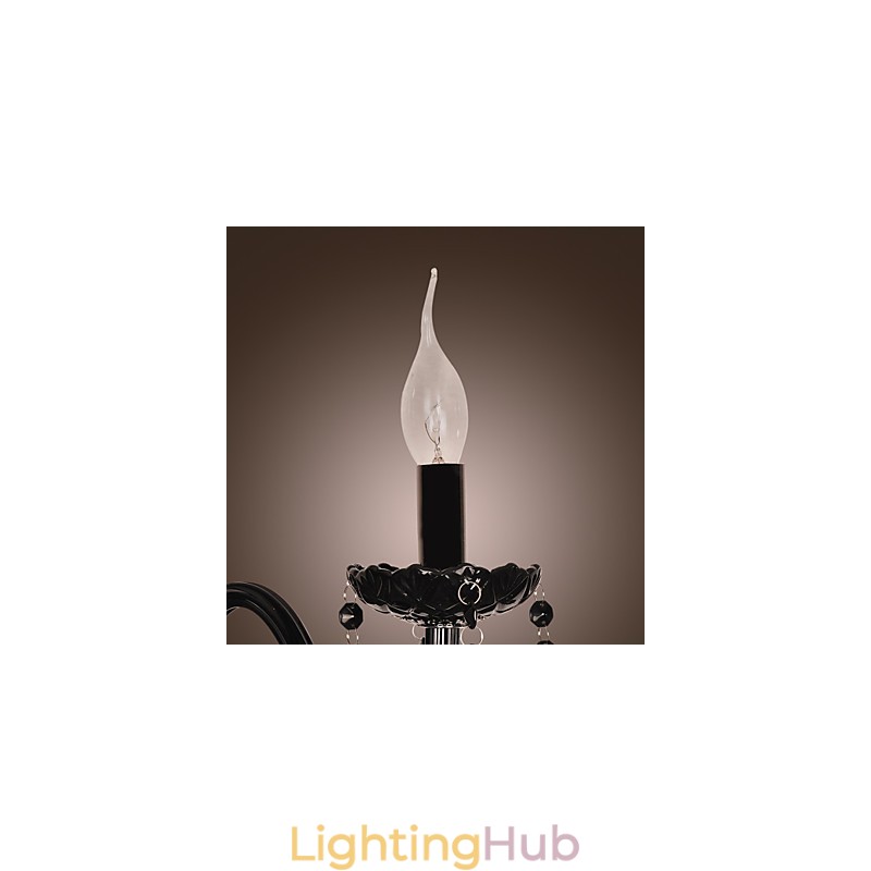 Black Crystal Wall Light with Candle Bulb