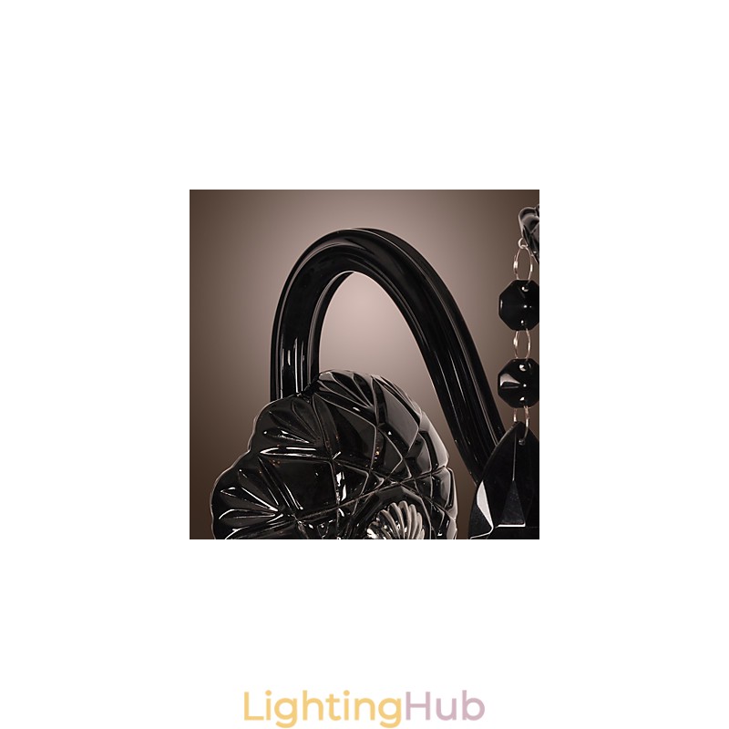 Black Crystal Wall Light with Candle Bulb