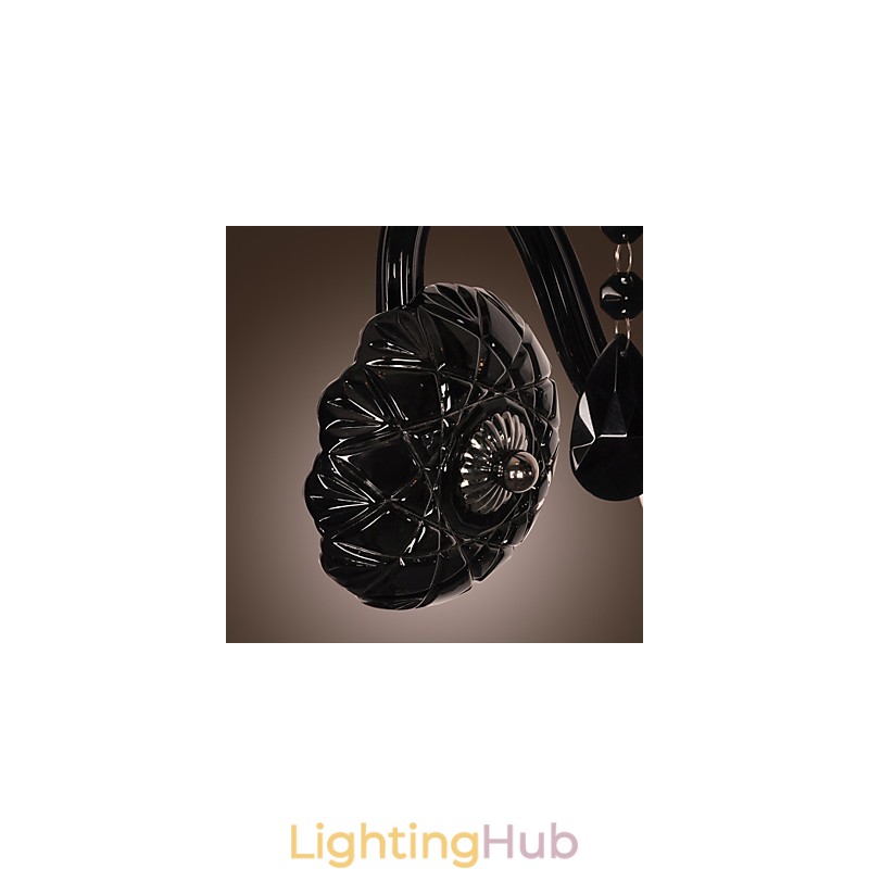 Black Crystal Wall Light with Candle Bulb