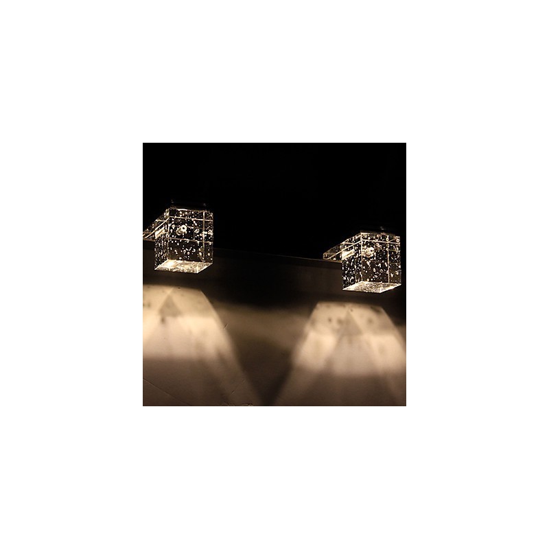 Modern Wall Light with Glass Bubble Cubic Shade Mirror Front Style