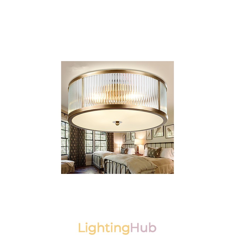 Traditional Classic Rustic Lodge Brass Metal Flush Mount