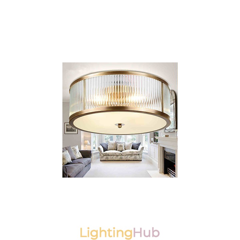 Traditional Classic Rustic Lodge Brass Metal Flush Mount