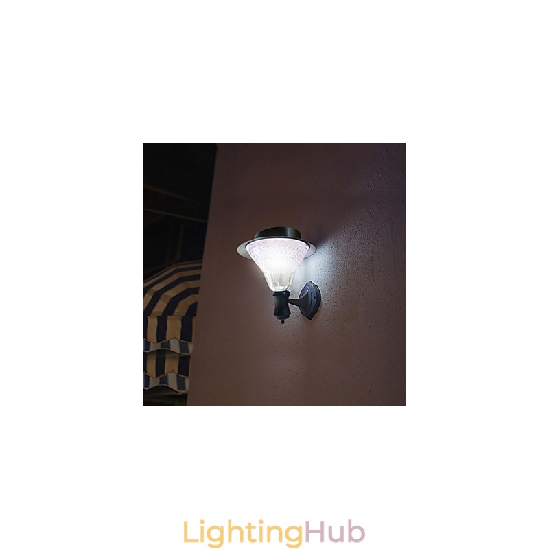 Outdoor Solar Power White Villa Wall Mount Garden Courtyard Door Path Light Lamp