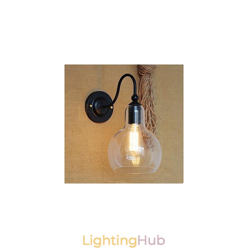 Modern Restaurant Adornment Wall Lamp Wrought Iron Glass