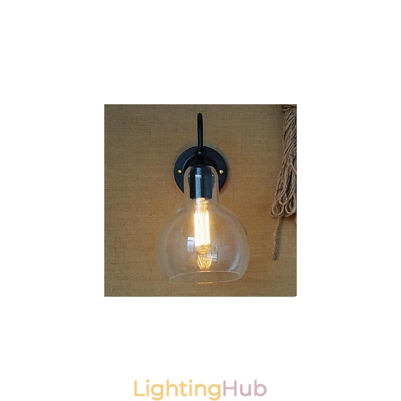 Modern Restaurant Adornment Wall Lamp Wrought Iron Glass
