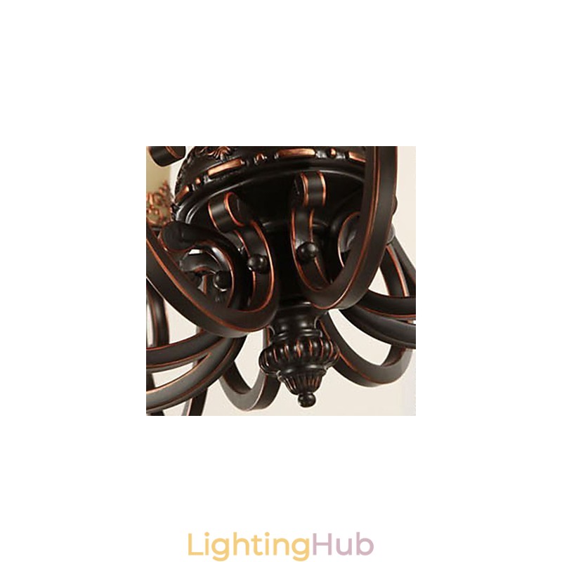 Chandelier Pendant Light 6 Lights Lampshade Down Vintage Country Metal+Glass