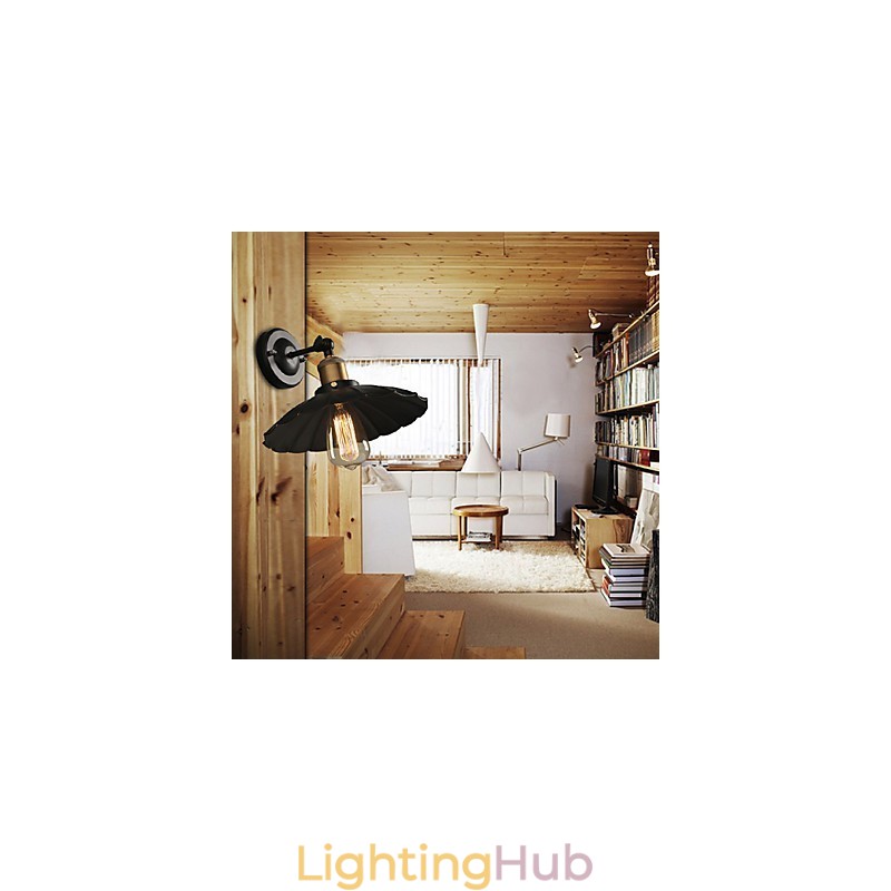 Ccreative Staircase Restoring Ancient Ways Single Head Black Dress Wrought Iron Wall Lamp