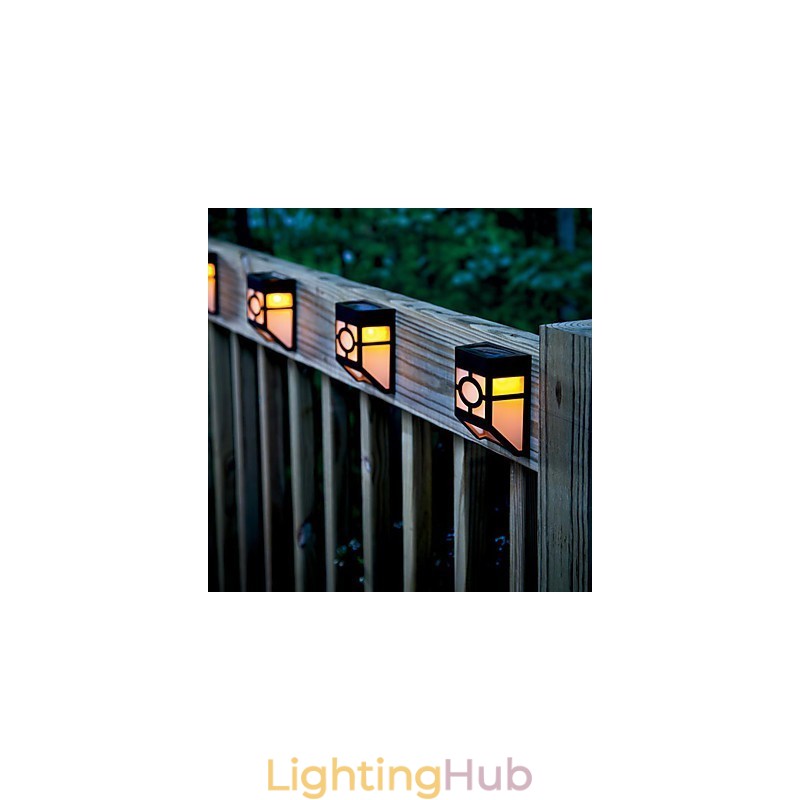 Warm Yellow Solar Powered Wall Mount 2 Lantern Light Deck Lamp