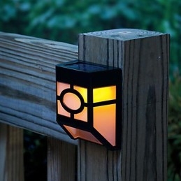 Warm Yellow Solar Powered Wall Mount 2 Lantern Light Deck Lamp