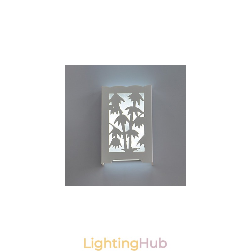 Modern Creative White Carve Patterns Or Designs On Woodwork Bamboo Wall Lamp Lights