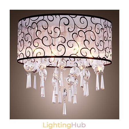 Modern Contemporary Drum Crystal Electroplated Metal Flush Mount Modern Contemporary Drum Crystal Electroplated Metal Flush Mount