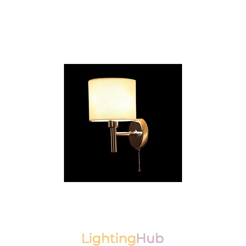 Stylish Metal and Fabric Wall Light with 1 Light in White Cylinder Feature