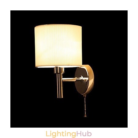 Stylish Metal and Fabric Wall Light with 1 Light in White Cylinder Feature Stylish Metal and Fabric Wall Light with 1 Light in White Cylinder Feature