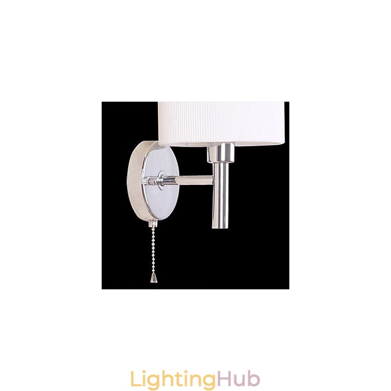 Stylish Metal and Fabric Wall Light with 1 Light in White Cylinder Feature