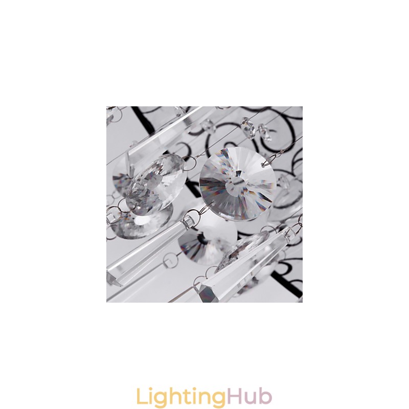 Modern Contemporary Drum Crystal Electroplated Metal Flush Mount